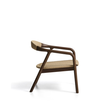 Derile armchair in solid oak with walnut finish and beige paper cord FSC Mix Credit