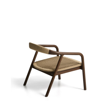 Derile armchair in solid oak with walnut finish and beige paper cord FSC Mix Credit