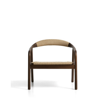 Derile armchair in solid oak with walnut finish and beige paper cord FSC Mix Credit