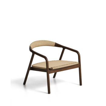 Derile armchair in solid oak with walnut finish and beige paper cord FSC Mix Credit