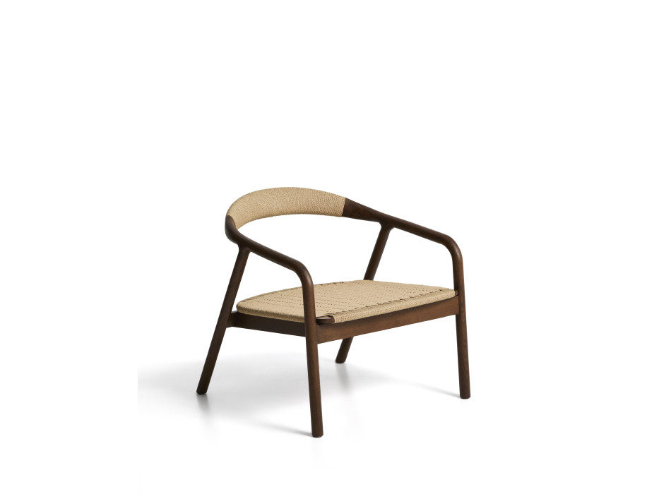 Derile armchair in solid oak with walnut finish and beige paper cord FSC Mix Credit