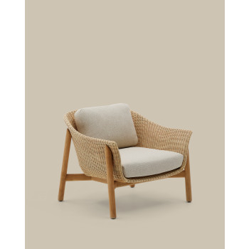 Galea armchair in solid teak wood and FSC 100% synthetic rattan
