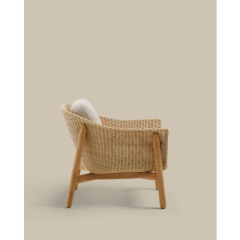 Galea armchair in solid teak wood and FSC 100% synthetic rattan