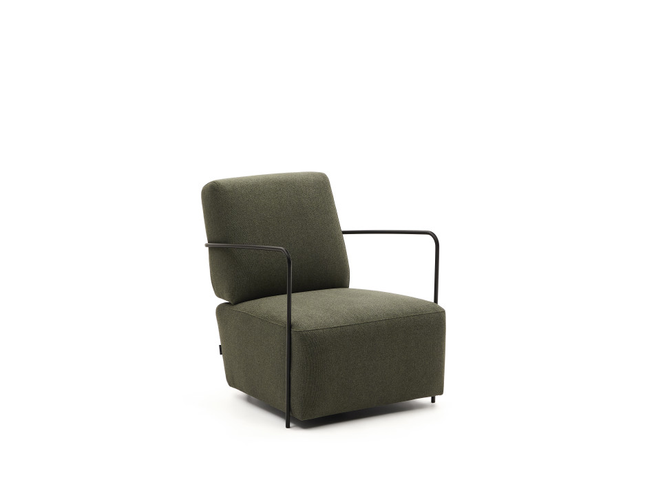 Green and metal Gamer armchair with matte black painted finish
