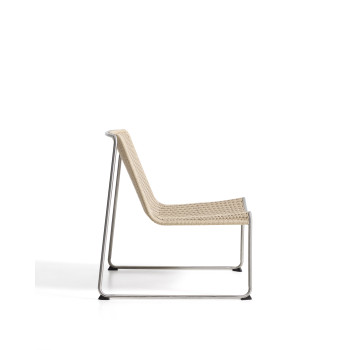 Tavari stackable armchair in beige synthetic rope and brushed effect AISI 304 stainless steel