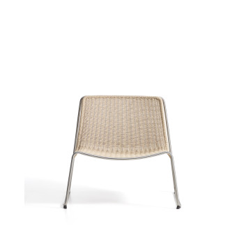 Tavari stackable armchair in beige synthetic rope and brushed effect AISI 304 stainless steel