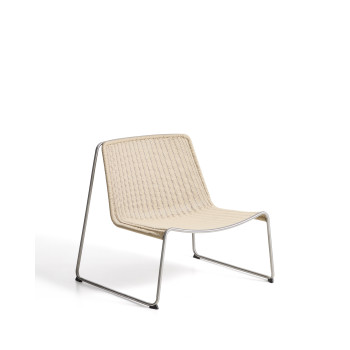 Tavari stackable armchair in beige synthetic rope and brushed effect AISI 304 stainless steel