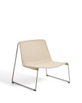 Tavari stackable armchair in beige synthetic rope and brushed effect AISI 304 stainless steel