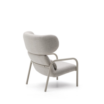 Inari armchair in beige and steel, painted beige FSC Mix Credit