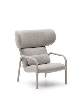 Inari armchair in beige and steel, painted beige FSC Mix Credit