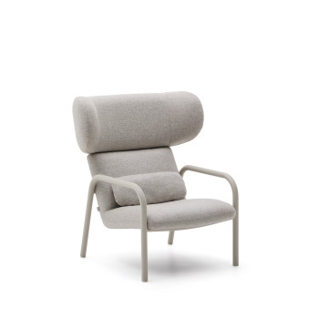 Inari armchair in beige and steel, painted beige FSC Mix Credit