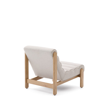 Magira beige armchair in solid oak with natural finish