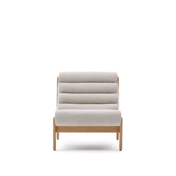 Magira beige armchair in solid oak with natural finish