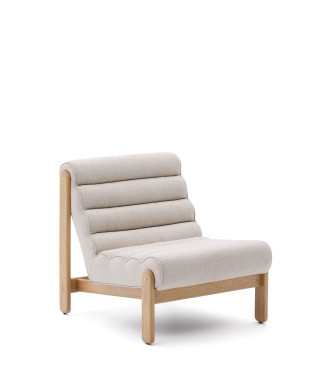 Magira beige armchair in solid oak with natural finish