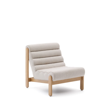 Magira beige armchair in solid oak with natural finish