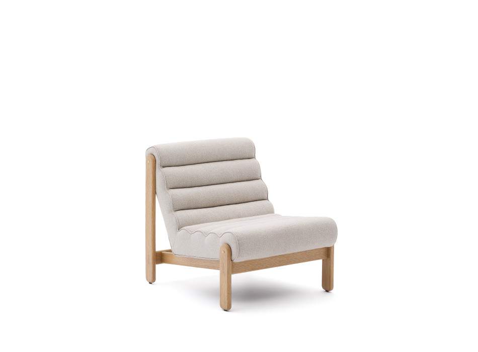 Magira beige armchair in solid oak with natural finish