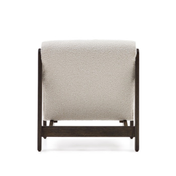 Magira armchair in white eco-shearling and solid oak wood with a dark finish