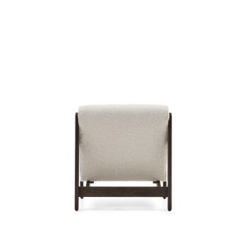 Magira armchair in white eco-shearling and solid oak wood with a dark finish