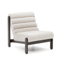 Magira armchair in white eco-shearling and solid oak wood with a dark finish