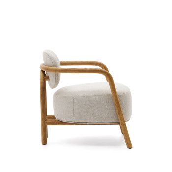 Melqui beige armchair made of solid oak wood with a natural finish