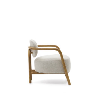 Melqui beige armchair made of solid oak wood with a natural finish