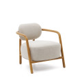Melqui beige armchair made of solid oak wood with a natural finish