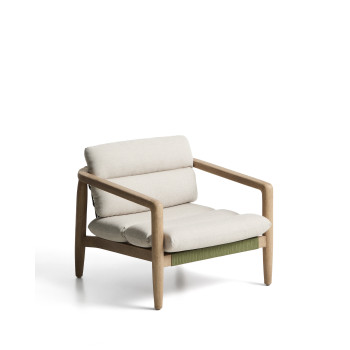 Menfi armchair in solid acacia wood and FSC 100% green rope