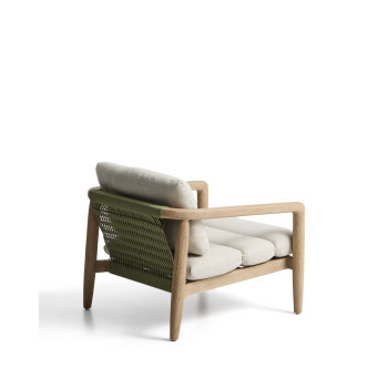 Menfi armchair in solid acacia wood and FSC 100% green rope