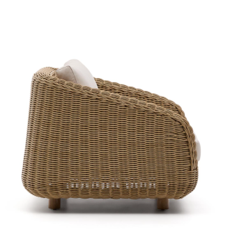 Meria armchair in synthetic rattan and legs in 100% FSC solid acacia wood