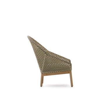 Olbia armchair with high backrest in synthetic rattan and 100% FSC teak solid wood