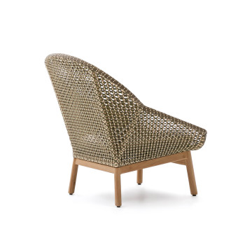 Olbia armchair with high backrest in synthetic rattan and 100% FSC teak solid wood