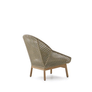 Olbia armchair with high backrest in synthetic rattan and 100% FSC teak solid wood