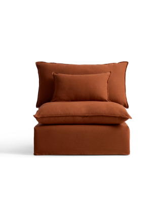 Anarela armchair with removable cover in terracotta linen, 110 cm FSC Mix Credit
