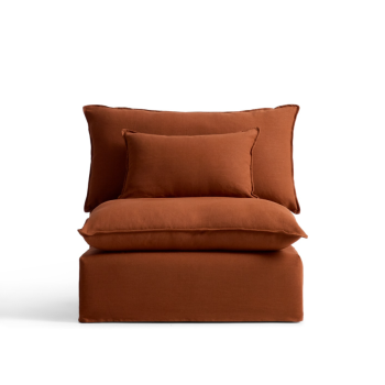 Anarela armchair with removable cover in terracotta linen, 110 cm FSC Mix Credit