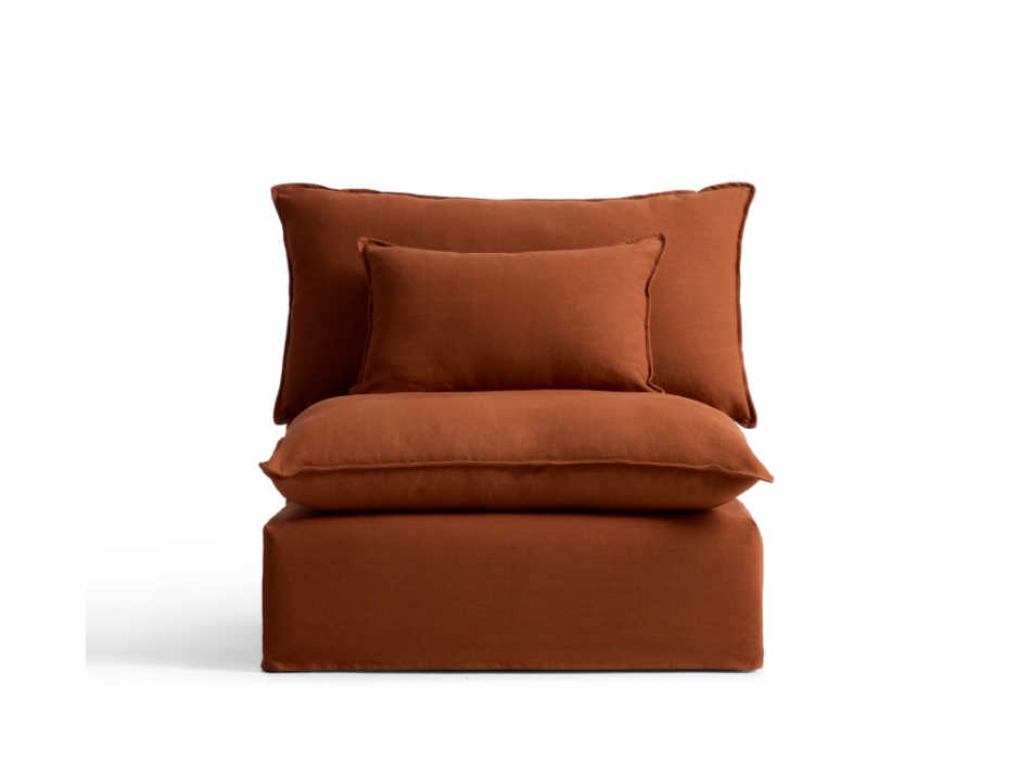 Anarela armchair with removable cover in terracotta linen, 110 cm FSC Mix Credit