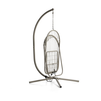 Livadi hanging chair in steel and dove-grey rope