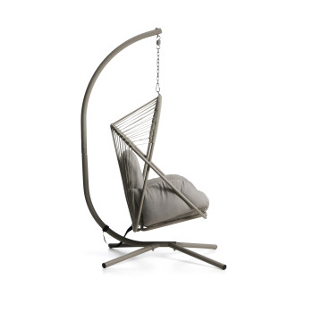 Livadi hanging chair in steel and dove-grey rope