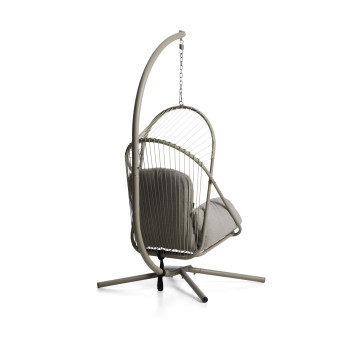 Livadi hanging chair in steel and dove-grey rope