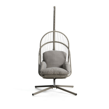 Livadi hanging chair in steel and dove-grey rope