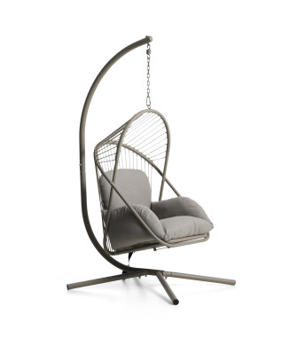 Livadi hanging chair in steel and dove-grey rope