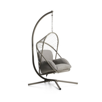 Livadi hanging chair in steel and dove-grey rope