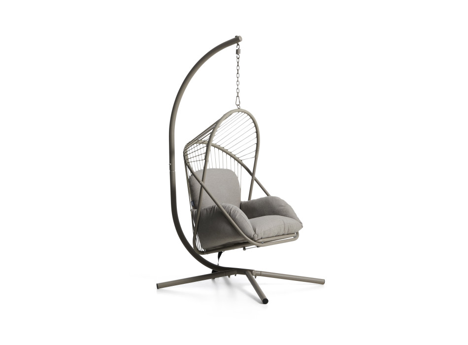 Livadi hanging chair in steel and dove-grey rope