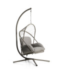 Livadi hanging chair in steel and dove-grey rope