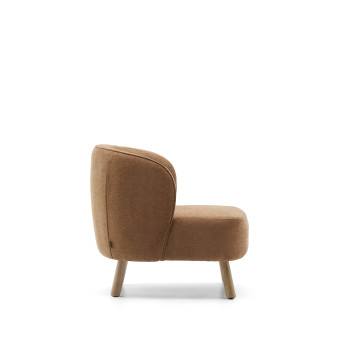 Ulit armchair in terracotta chenille and solid beech wood legs with a natural finish