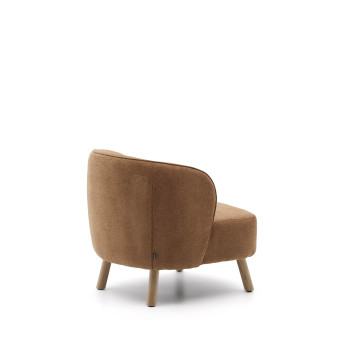 Ulit armchair in terracotta chenille and solid beech wood legs with a natural finish