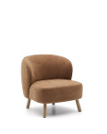 Ulit armchair in terracotta chenille and solid beech wood legs with a natural finish