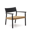 Yalia armchair in solid FSC 100% oak wood with black finish and paper cord seat