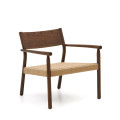 Yalia armchair in solid FSC 100% oak wood with walnut finish and paper cord seat