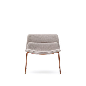 Beige Zahara armchair with steel legs and 100% FSC terracotta finish