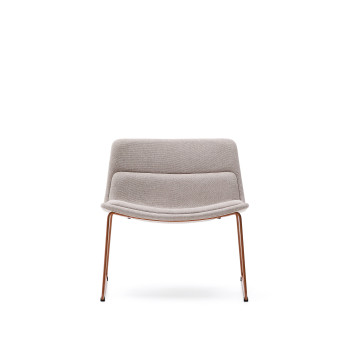 Beige Zahara armchair with steel legs and 100% FSC terracotta finish